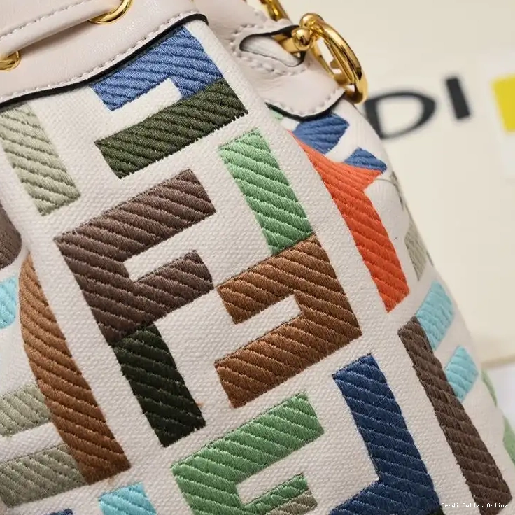 Cheap Mini Woven In Bucket Tresor with Fendi Handle Canvas FF Motif Mon Beige Bag 0529